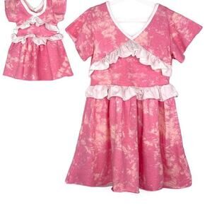 Pink Tie Dye Naomi Short Sleeve Dress & Doll Dress included - 4T